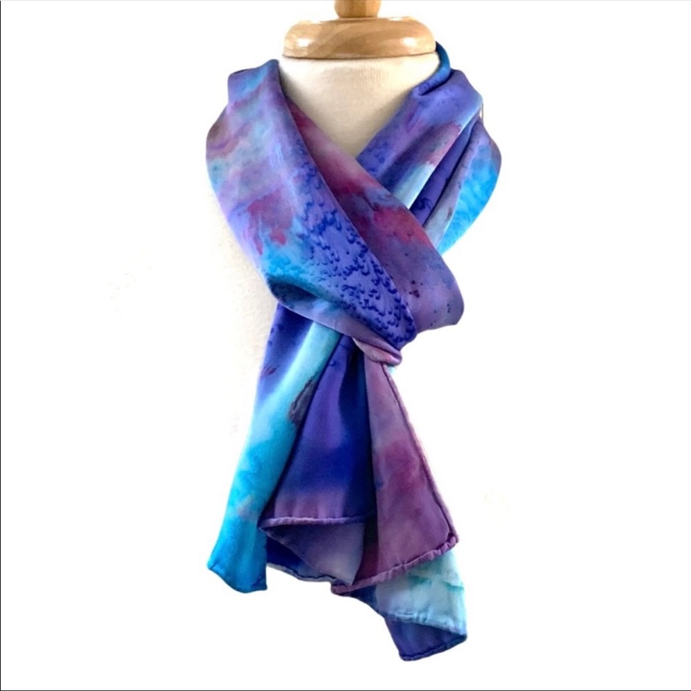 Tie Dyed Silk Rectangular Scarf - image 2